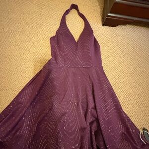 Elegant Purple Halter Dress